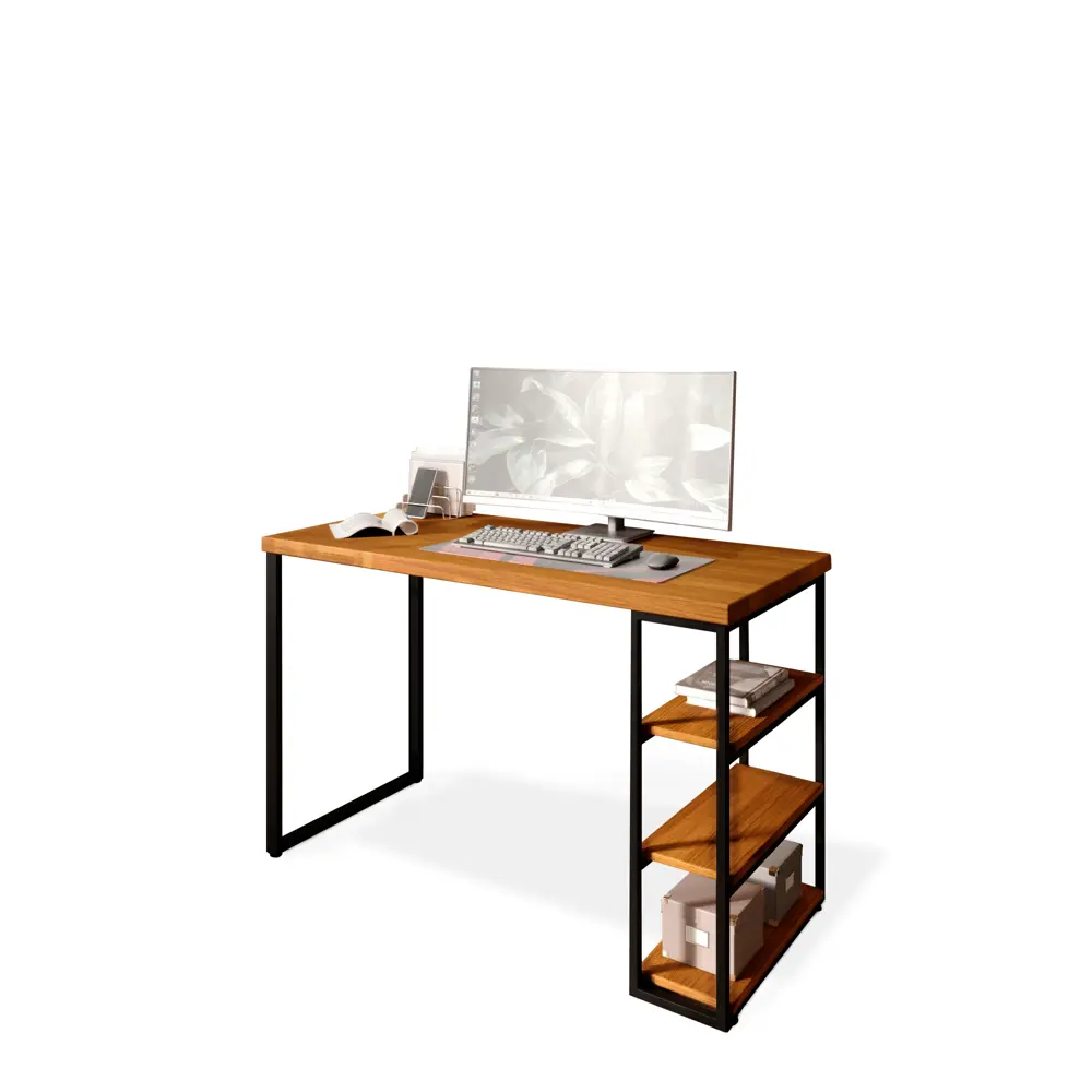 Фото 2 Стол письменный Solarius Loft 60x76.5x130 см сталь и дерево лофт ножки цвет ольха/черный Фото 2 Стол письменный Solarius Loft 60x76.5x130 см сталь и дерево лофт ножки цвет ольха/черный