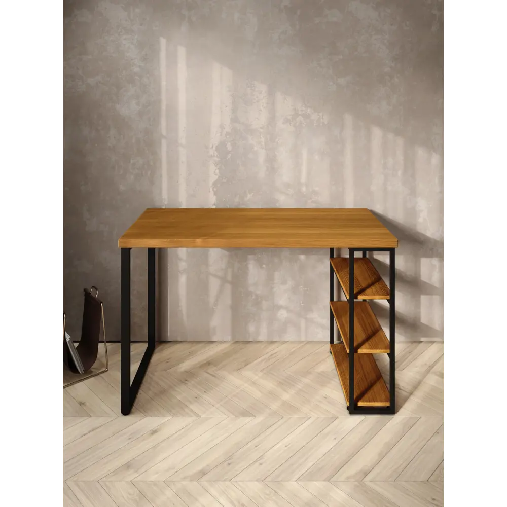 Фото 3 Стол письменный Solarius Loft 60x76.5x130 см сталь и дерево лофт ножки цвет ольха/черный Фото 3 Стол письменный Solarius Loft 60x76.5x130 см сталь и дерево лофт ножки цвет ольха/черный