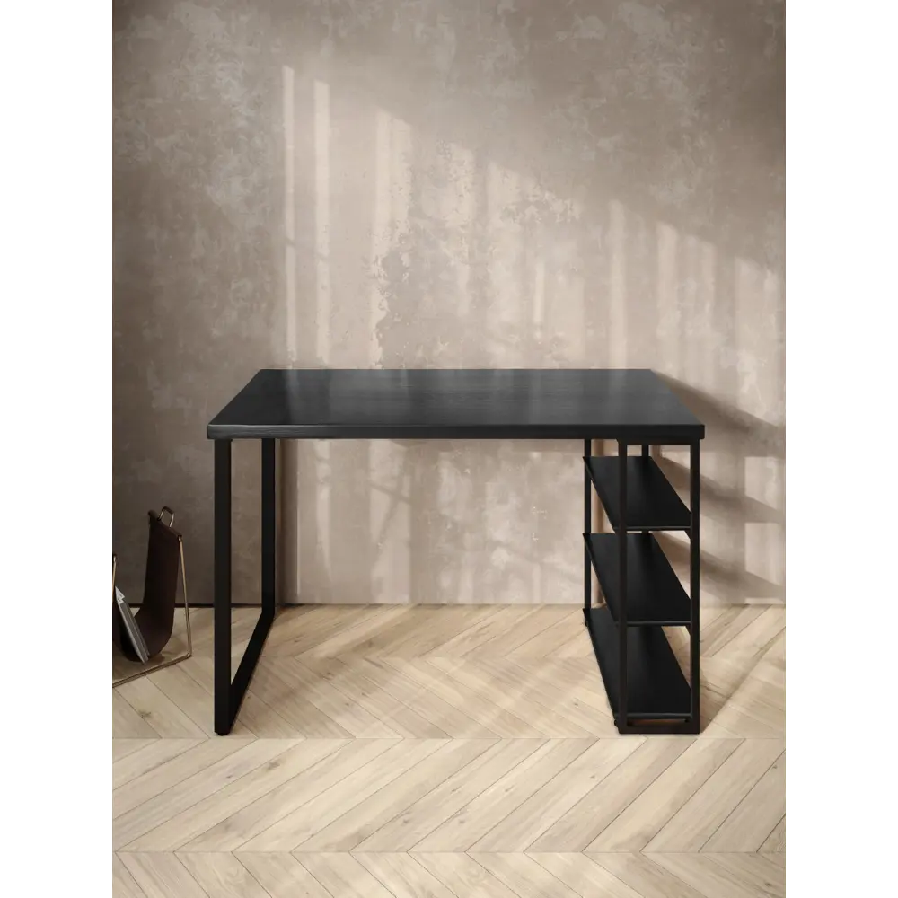 Фото 3 Стол письменный Solarius Loft 60x76.5x100 см сталь и дерево лофт ножки цвет черный/оникс Фото 3 Стол письменный Solarius Loft 60x76.5x100 см сталь и дерево лофт ножки цвет черный/оникс