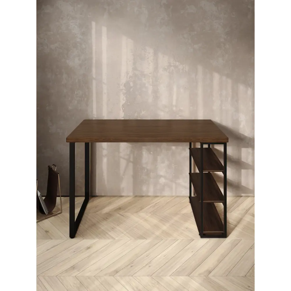 Фото 3 Стол письменный Solarius Loft 60x76.5x110 см сталь и дерево лофт ножки цвет темный дуб/черный Фото 3 Стол письменный Solarius Loft 60x76.5x110 см сталь и дерево лофт ножки цвет темный дуб/черный