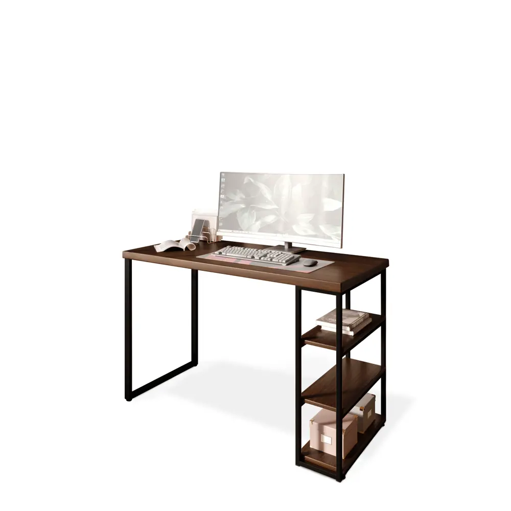 Фото 2 Стол письменный Solarius Loft 60x76.5x130 см сталь и дерево лофт ножки цвет темный дуб/черный Фото 2 Стол письменный Solarius Loft 60x76.5x130 см сталь и дерево лофт ножки цвет темный дуб/черный
