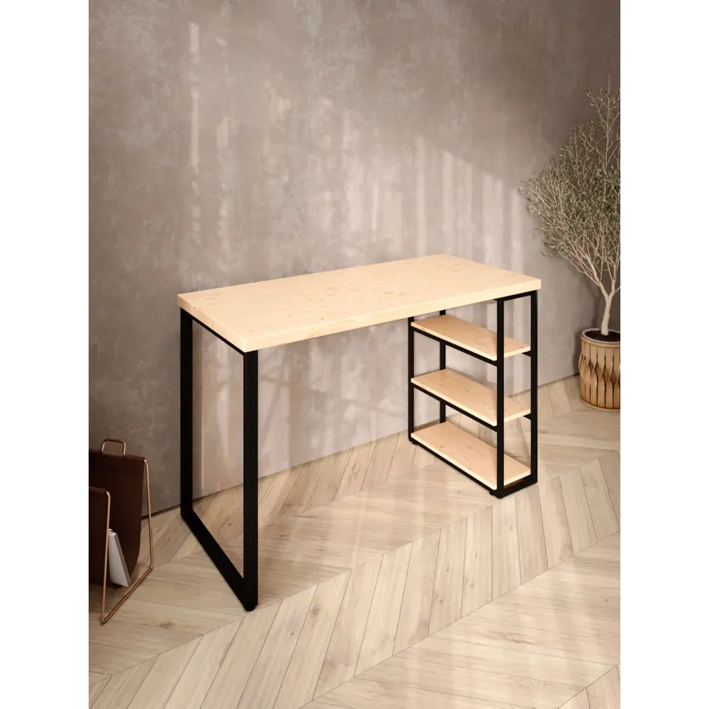 Фото 4 Стол письменный Solarius Loft 60x76.5x90 см сталь и дерево лофт ножки цвет черный/натуральный Фото 4 Стол письменный Solarius Loft 60x76.5x90 см сталь и дерево лофт ножки цвет черный/натуральный