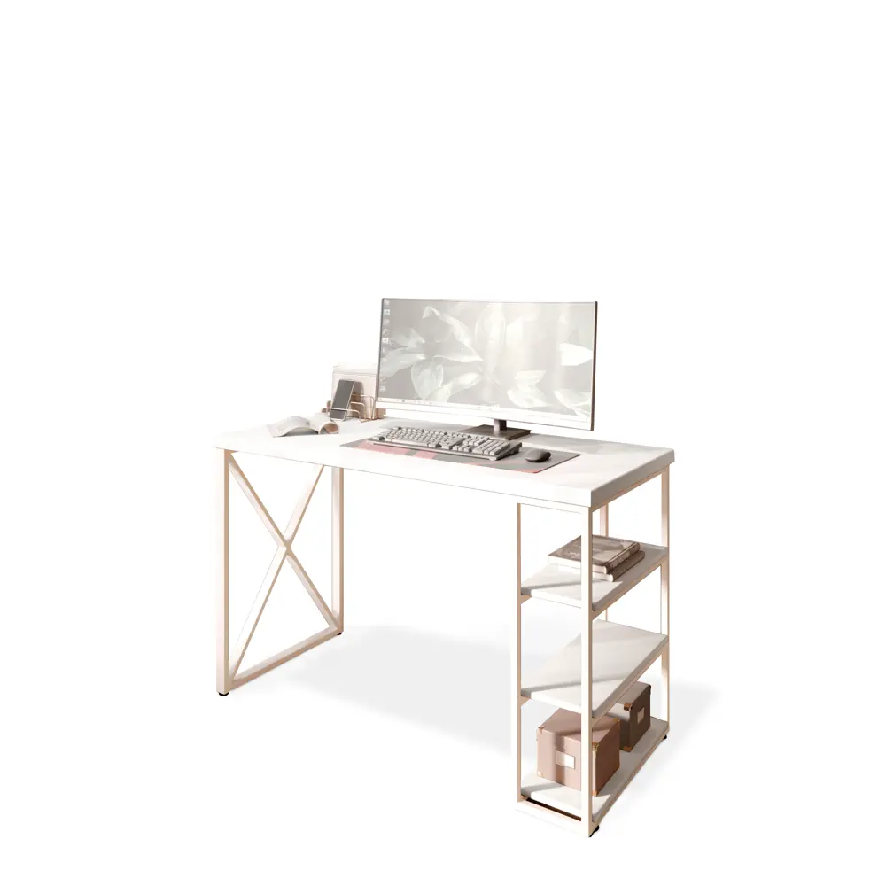 Фото 2 Стол письменный Solarius Loft 60x76.5x100 см сталь и дерево крестообразные ножки цвет белый Фото 2 Стол письменный Solarius Loft 60x76.5x100 см сталь и дерево крестообразные ножки цвет белый