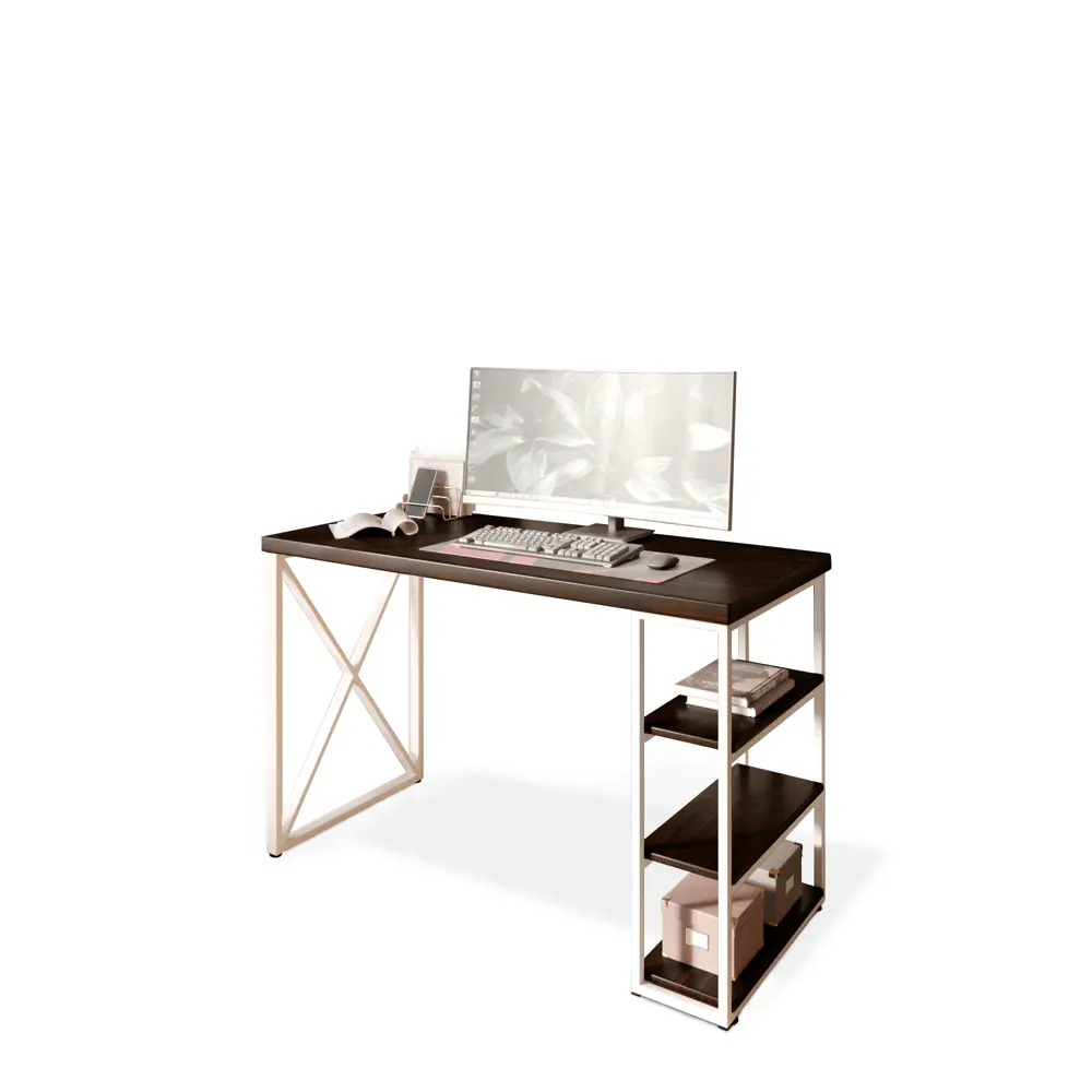 Фото 2 Стол письменный Solarius Loft 60x76.5x100 см сталь и дерево крестообразные ножки цвет белый/венге Фото 2 Стол письменный Solarius Loft 60x76.5x100 см сталь и дерево крестообразные ножки цвет белый/венге