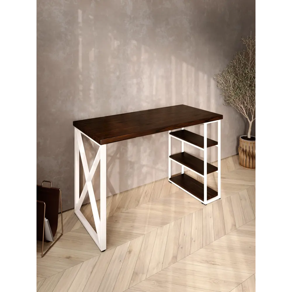 Фото 4 Стол письменный Solarius Loft 60x76.5x100 см сталь и дерево крестообразные ножки цвет белый/венге Фото 4 Стол письменный Solarius Loft 60x76.5x100 см сталь и дерево крестообразные ножки цвет белый/венге