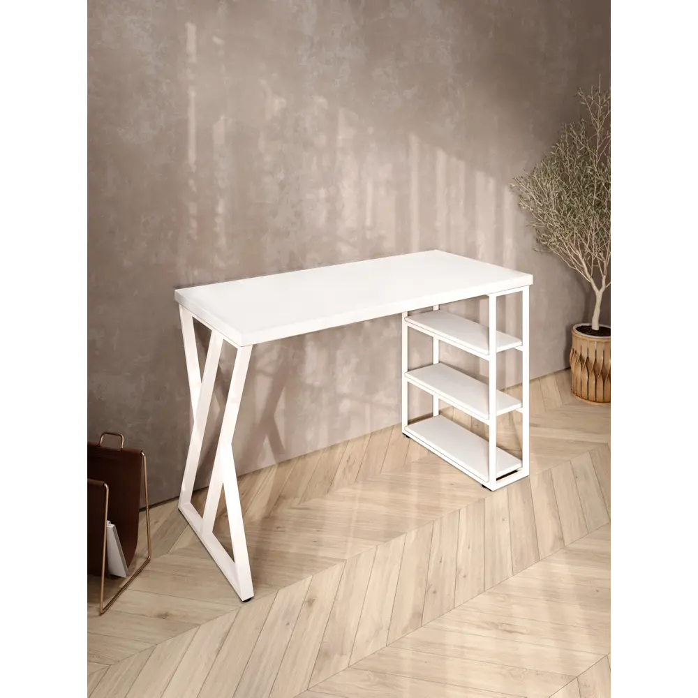 Фото 4 Стол письменный Solarius Loft 60x76.5x110 см сталь и дерево Z-образные ножки цвет белый Фото 4 Стол письменный Solarius Loft 60x76.5x110 см сталь и дерево Z-образные ножки цвет белый
