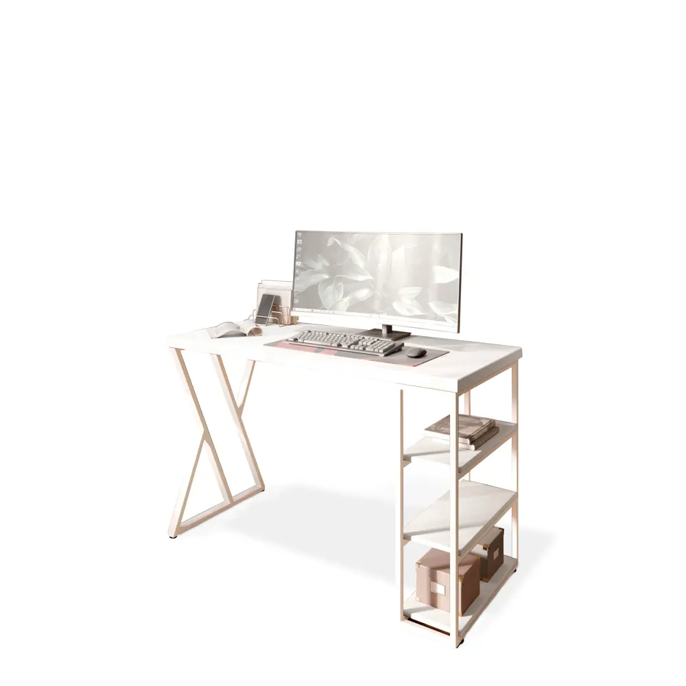 Фото 2 Стол письменный Solarius Loft 60x76.5x130 см сталь и дерево Z-образные ножки цвет белый Фото 2 Стол письменный Solarius Loft 60x76.5x130 см сталь и дерево Z-образные ножки цвет белый