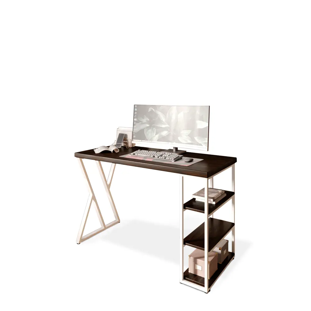 Фото 2 Стол письменный Solarius Loft 60x76.5x140 см сталь и дерево Z-образные ножки цвет белый/венге Фото 2 Стол письменный Solarius Loft 60x76.5x140 см сталь и дерево Z-образные ножки цвет белый/венге