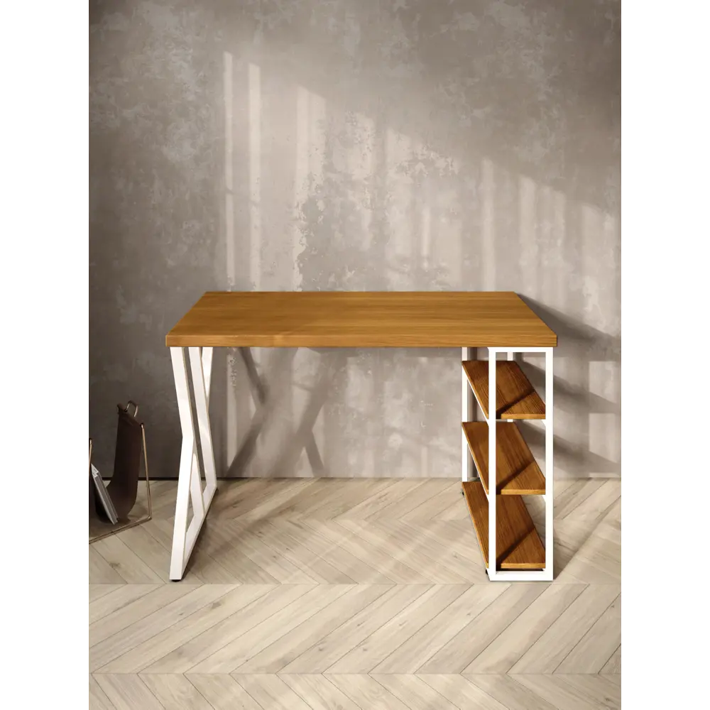 Фото 3 Стол письменный Solarius Loft 60x76.5x140 см сталь и дерево Z-образные ножки цвет белый/ольха Фото 3 Стол письменный Solarius Loft 60x76.5x140 см сталь и дерево Z-образные ножки цвет белый/ольха