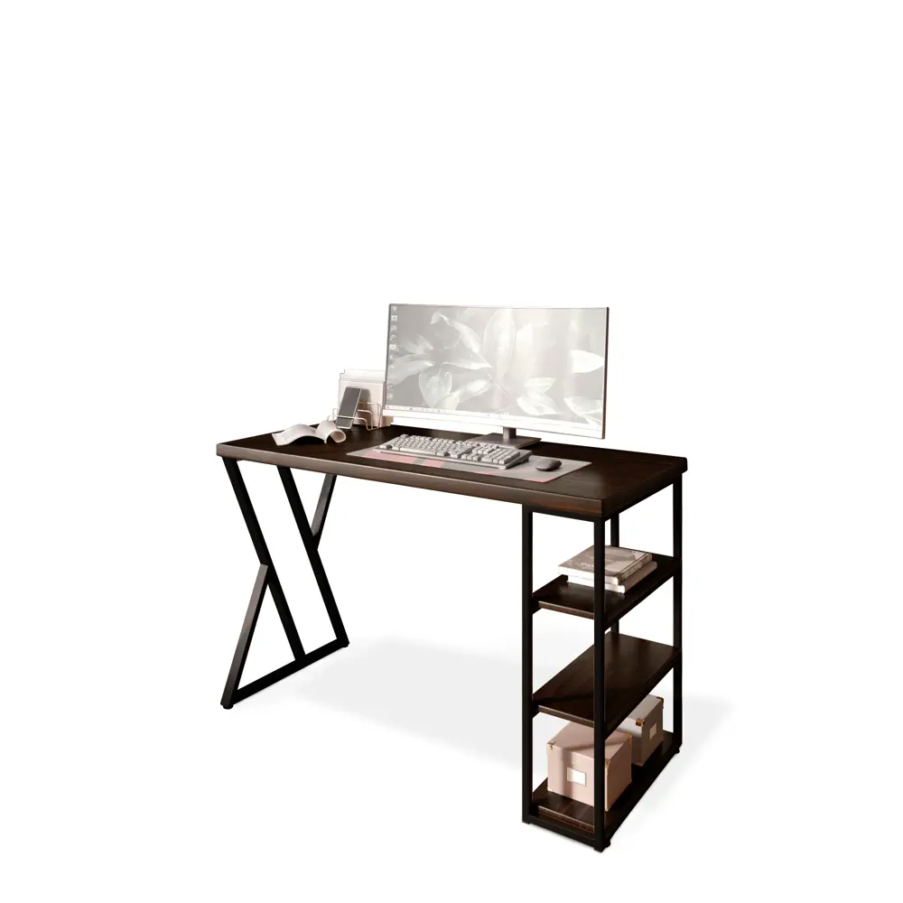 Фото 2 Стол письменный Solarius Loft 60x76.5x100 см сталь и дерево Z-образные ножки цвет черный/венге Фото 2 Стол письменный Solarius Loft 60x76.5x100 см сталь и дерево Z-образные ножки цвет черный/венге