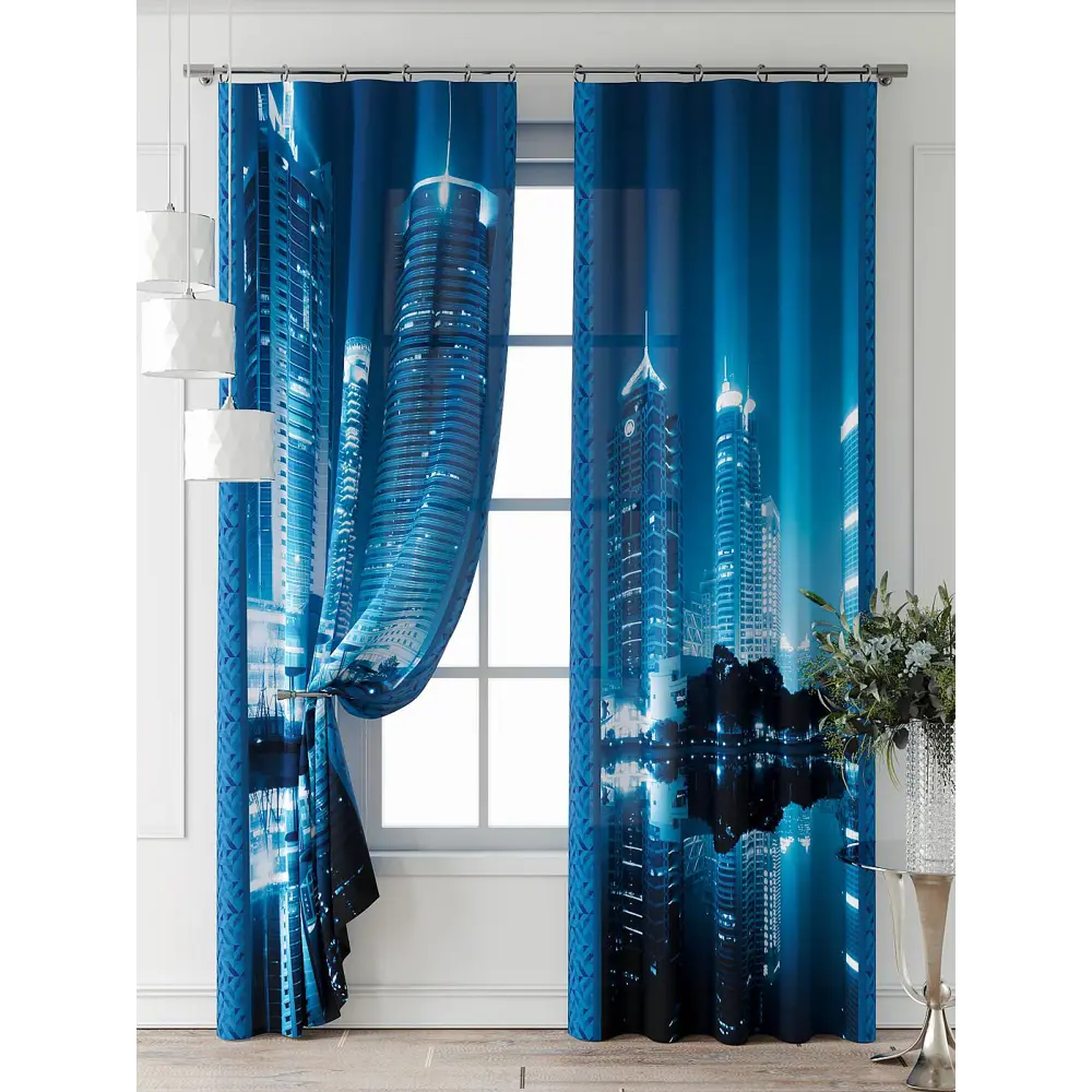 Фото 6 Комплект штор Comfy way Фриости - 00 - 260 см CW711000260-260 на шторной ленте 260x150 см цвет синий Фото 6 Комплект штор Comfy way Фриости - 00 - 260 см CW711000260-260 на шторной ленте 260x150 см цвет синий