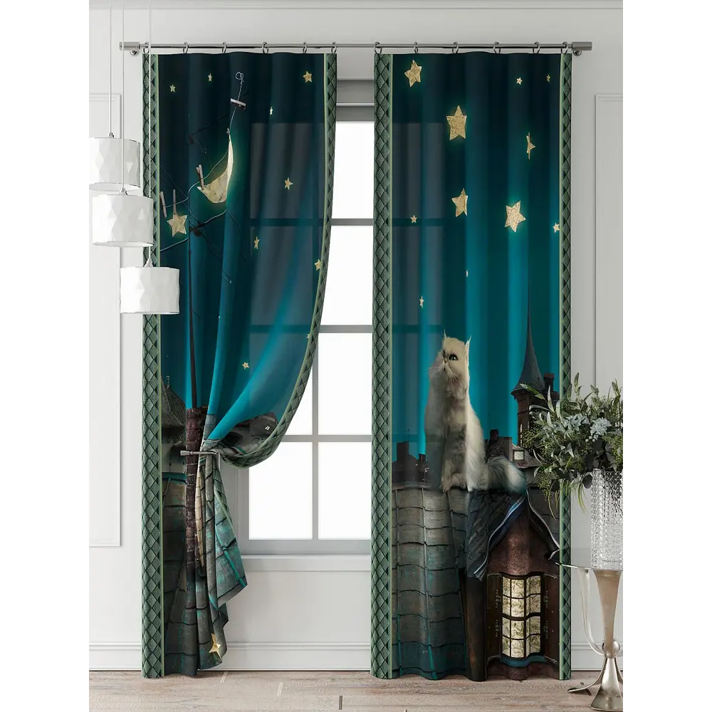 Фото 6 Комплект штор Comfy way Фриости - 79 - 260 см CW711079260-260 на шторной ленте 260x150 см цвет голубой Фото 6 Комплект штор Comfy way Фриости - 79 - 260 см CW711079260-260 на шторной ленте 260x150 см цвет голубой