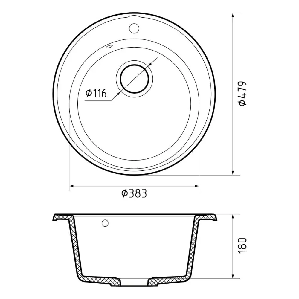 Фото 2 Мойка для кухни врезная 7448-1 белый 47.8x73.7 см глубина чаши 45.8 см кварц цвет белый