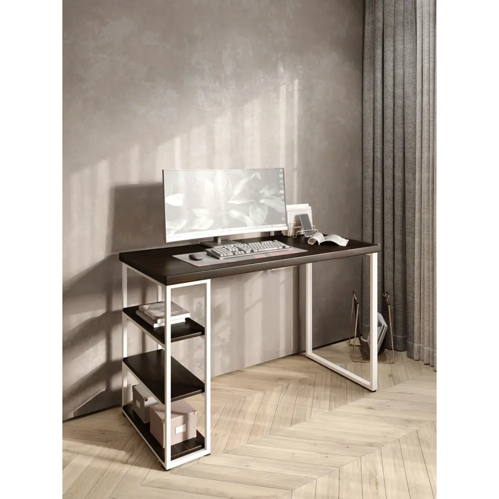 Фото 5 Стол письменный Solarius Loft 60x76.5x140 см сталь и дерево лофт ножки цвет белый/венге Фото 5 Стол письменный Solarius Loft 60x76.5x140 см сталь и дерево лофт ножки цвет белый/венге