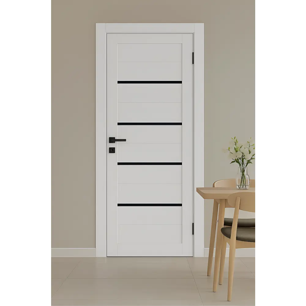 Фото 2 Дверь межкомнатная со стеклом Корса 90x200 см Hardflex цвет белый с замком и петлями Фото 2 Дверь межкомнатная со стеклом Корса 90x200 см Hardflex цвет белый с замком и петлями