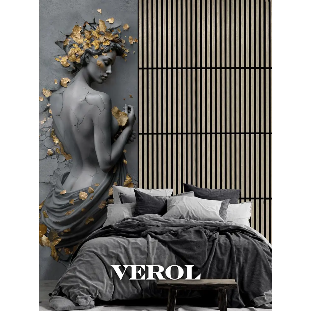 Фото 4 Фотообои флизелиновые 3D Verol Девушка барельеф темный с золотом 443-ФФО-06004, 283x100 см