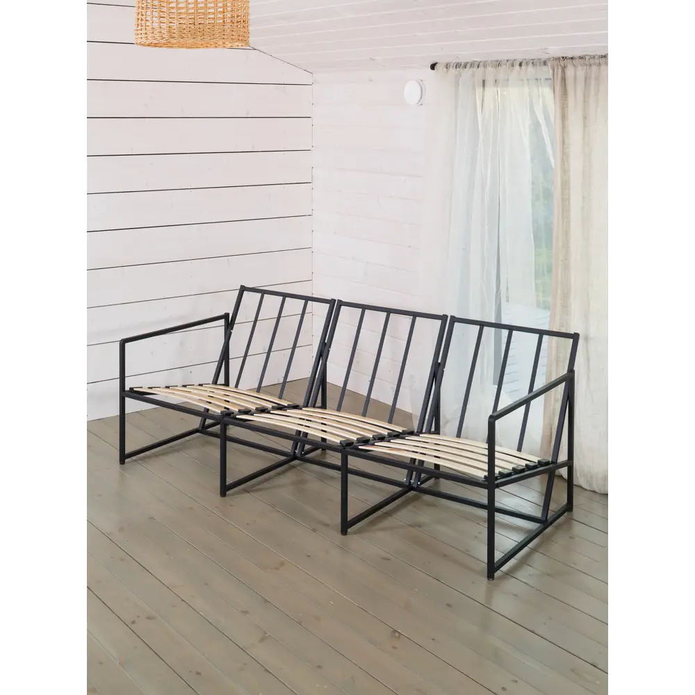 Фото 9 Набор садовой мебели Estente Mateo металл черный/белый диван 2 кресла