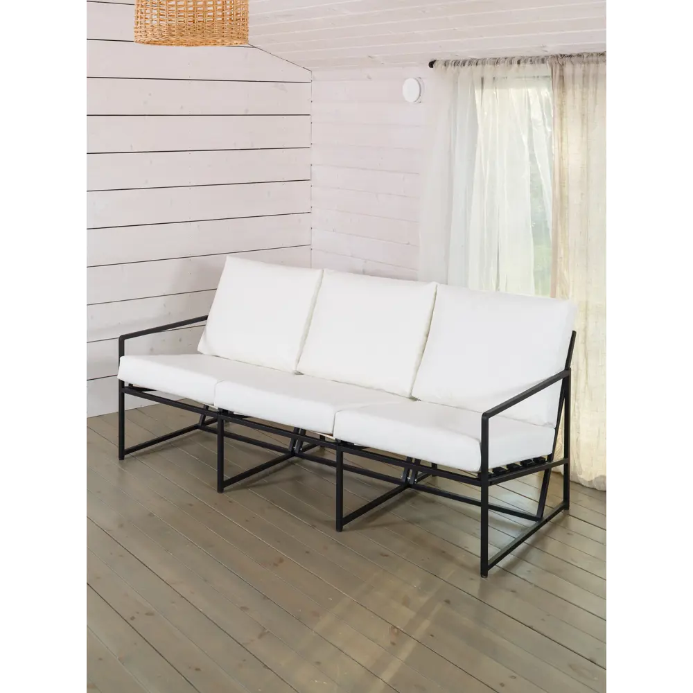 Фото Набор садовой мебели Estente Mateo металл черный/белый диван 2 кресла