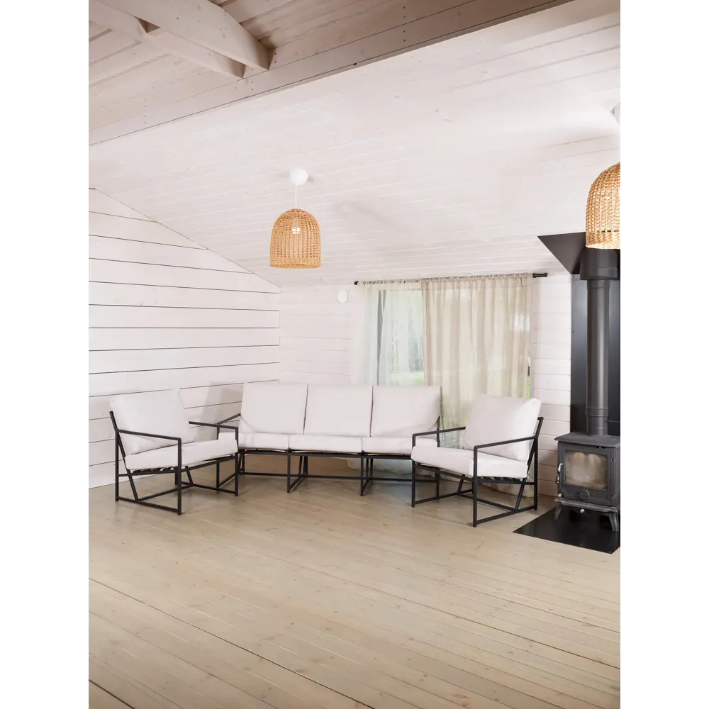 Фото Набор садовой мебели Estente Mateo металл бежево-серый диван 2 кресла Фото Набор садовой мебели Estente Mateo металл бежево-серый диван 2 кресла