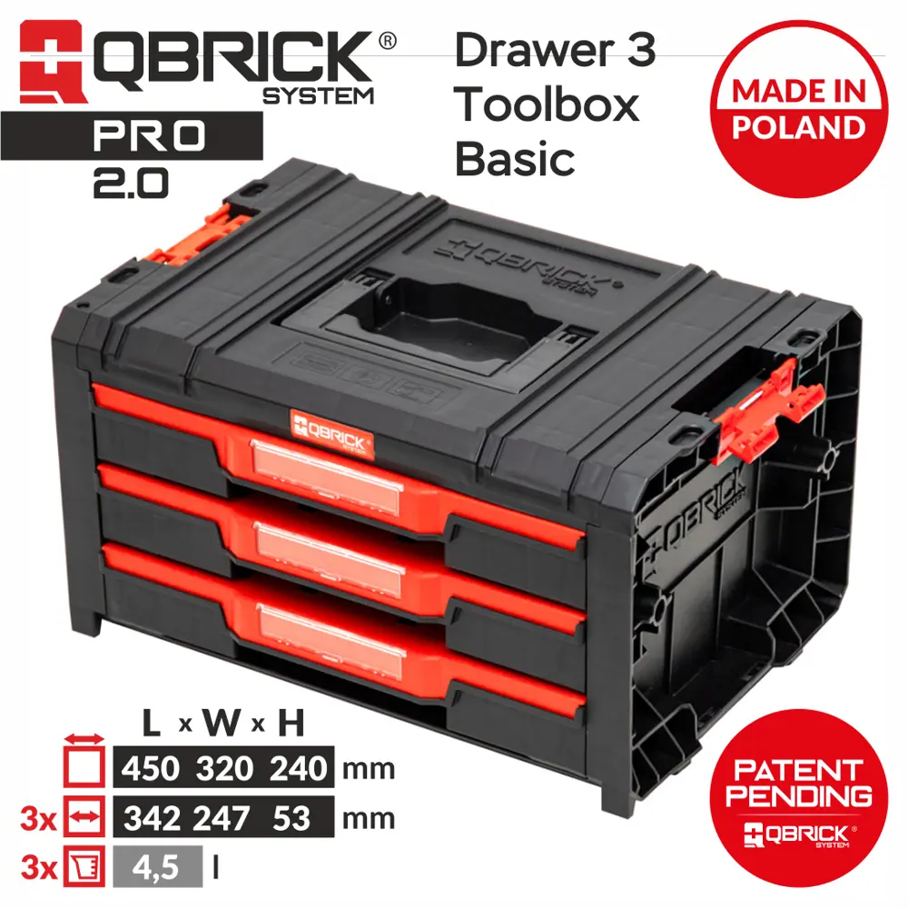 Фото 8 Ящик для инструментов Qbrick System QS PRO Drawer 3 Toolbox Basic 460x320x260 мм, пластик Фото 8 Ящик для инструментов Qbrick System QS PRO Drawer 3 Toolbox Basic 460x320x260 мм, пластик