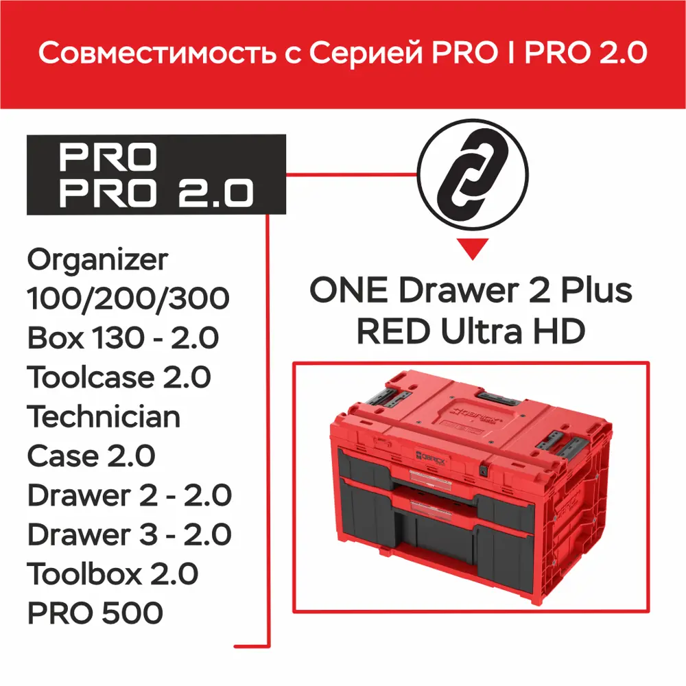 Фото 3 Ящик для инструментов Qbrick System QS One Drawer 2 Plus Toolbox 2.0 Red Ultra HD Custom 38x58.70x34 см, abs-пластик Фото 3 Ящик для инструментов Qbrick System QS One Drawer 2 Plus Toolbox 2.0 Red Ultra HD Custom 38x58.70x34 см, abs-пластик