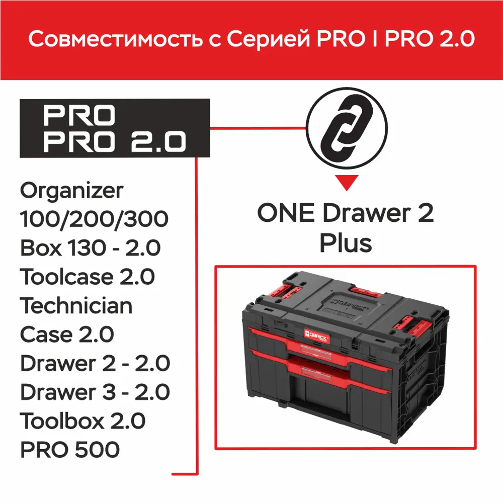 Фото 4 Ящик для инструментов Qbrick System QS ONE Drawer 2 Plus Toolbox 2.0 587x380x340 мм, пластик