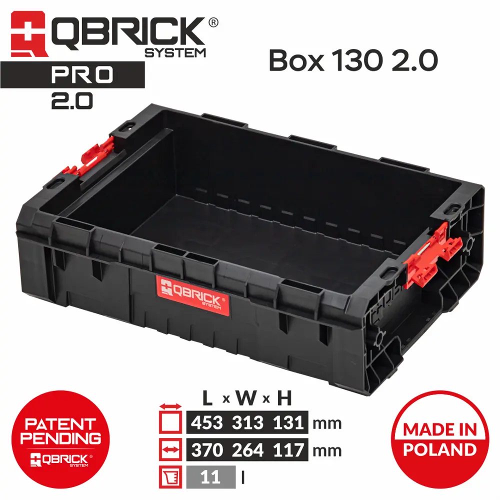 Фото 8 Ящик для инструментов Qbrick System QS PRO Box 130 2.0 450x310x130 мм, пластик Фото 8 Ящик для инструментов Qbrick System QS PRO Box 130 2.0 450x310x130 мм, пластик