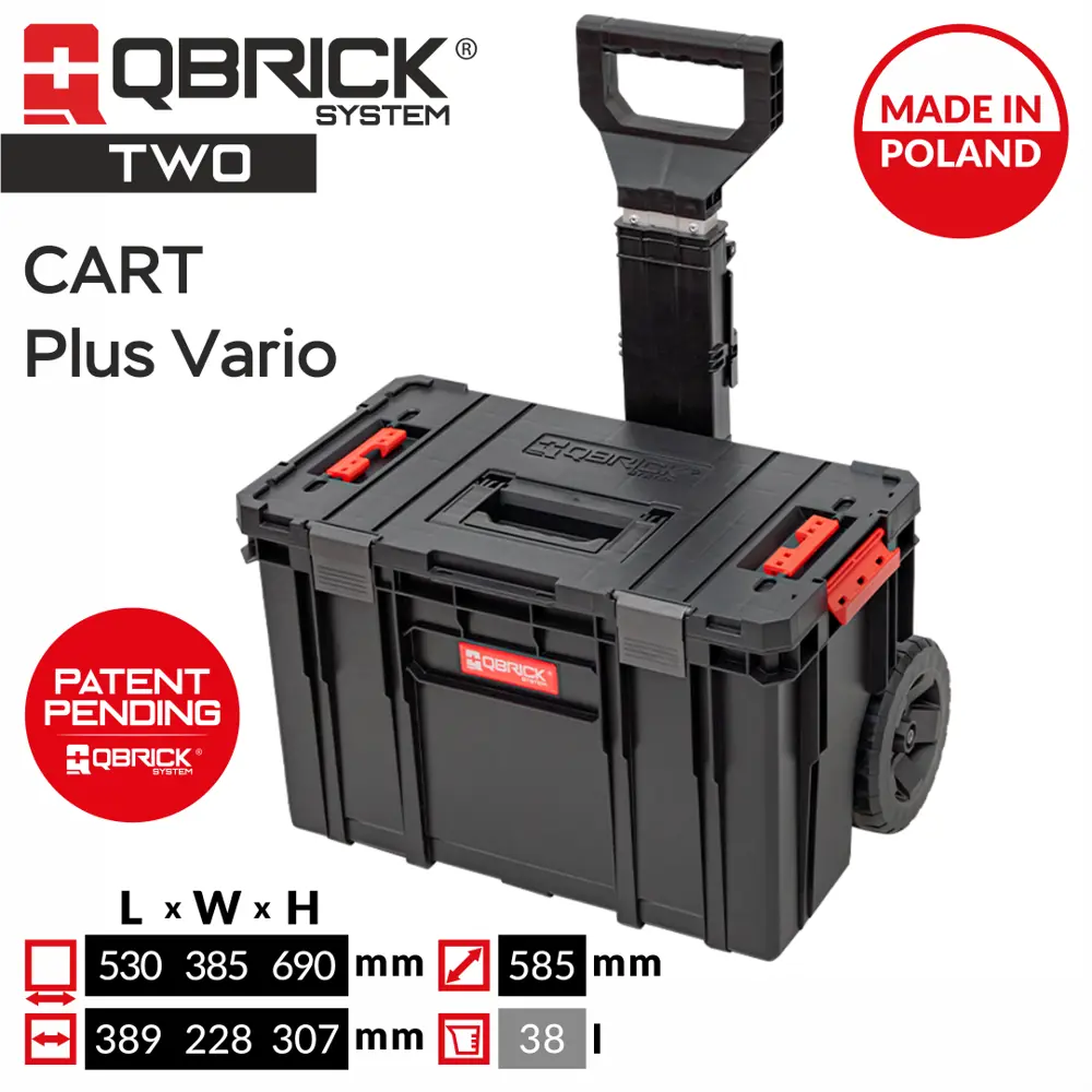 Фото Ящик-тележка для инструментов на колесах Qbrick System QS TWO Cart Plus Vario 530x380x690 мм, пластик Фото Ящик-тележка для инструментов на колесах Qbrick System QS TWO Cart Plus Vario 530x380x690 мм, пластик