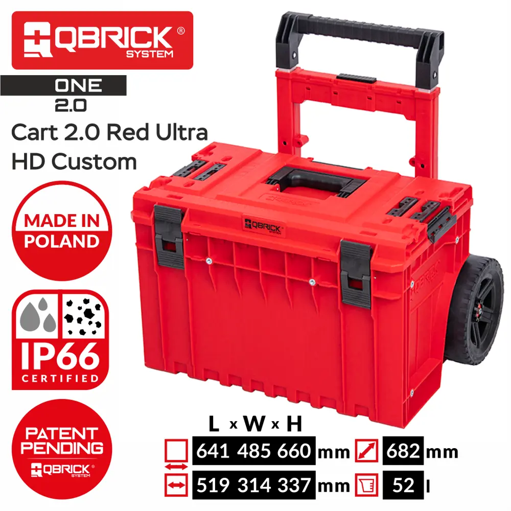 Фото Ящик-тележка для инструментов на колесах Qbrick System QS One Cart 2.0. Red Ultra HD 49.50x64.50x66.90 см, abs-пластик Фото Ящик-тележка для инструментов на колесах Qbrick System QS One Cart 2.0. Red Ultra HD 49.50x64.50x66.90 см, abs-пластик