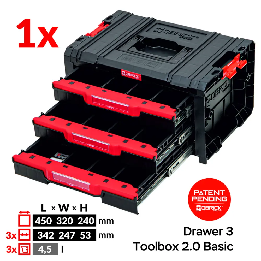 Фото Ящик для инструментов Qbrick System QS PRO Drawer Workshop Set 4 525x345x885 мм, пластик Фото Ящик для инструментов Qbrick System QS PRO Drawer Workshop Set 4 525x345x885 мм, пластик