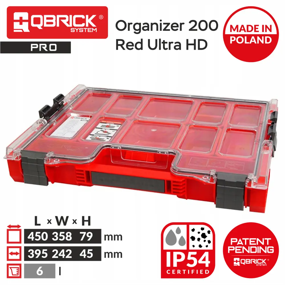 Фото Ящик для инструментов Qbrick System QS Pro Organizer 200 Red Ultra HD 37x46x10.50 см, abs-пластик Фото Ящик для инструментов Qbrick System QS Pro Organizer 200 Red Ultra HD 37x46x10.50 см, abs-пластик