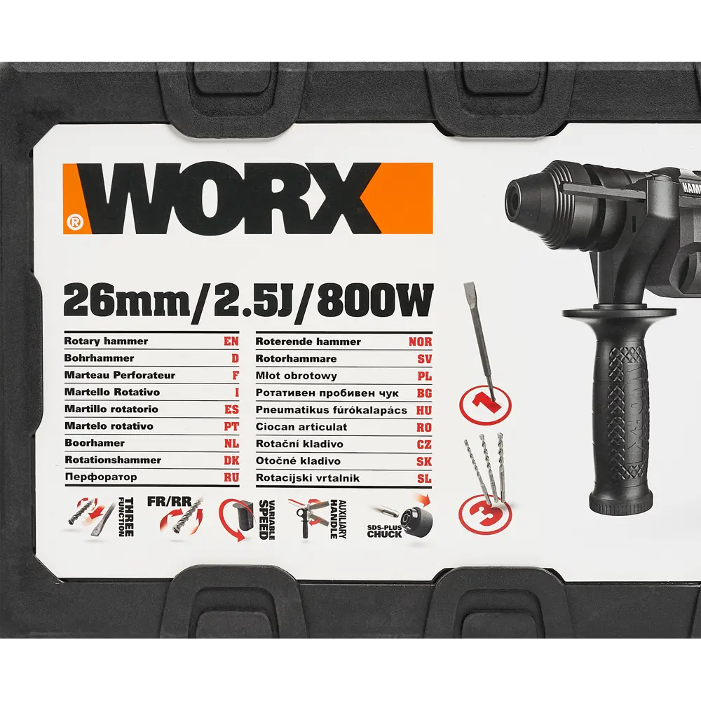 Фото 8 Перфоратор SDS-plus Worx WT343 800 Вт, 2.5 Дж Фото 8 Перфоратор SDS-plus Worx WT343 800 Вт, 2.5 Дж