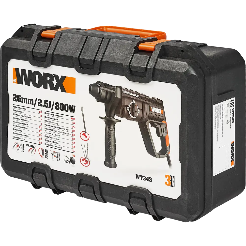 Фото 7 Перфоратор SDS-plus Worx WT343 800 Вт, 2.5 Дж Фото 7 Перфоратор SDS-plus Worx WT343 800 Вт, 2.5 Дж