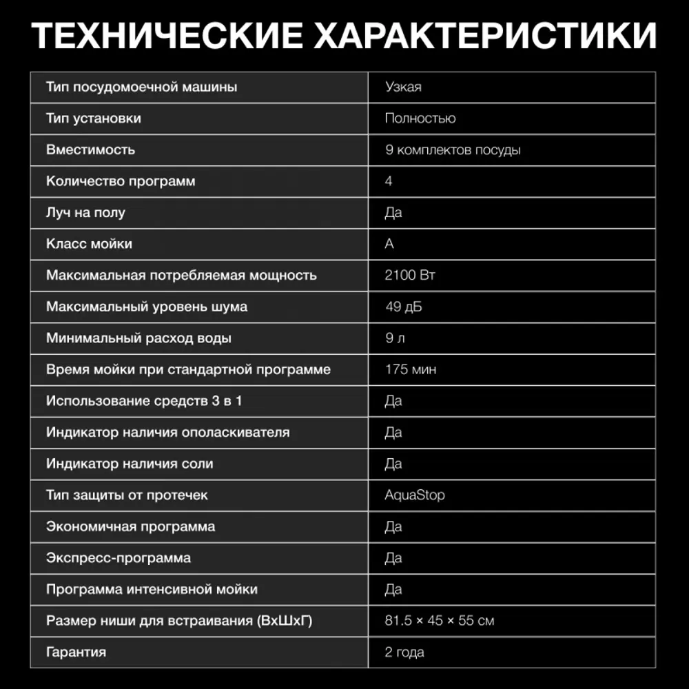 Фото 8 Встраиваемая посудомоечная машина Hyundai 2023003 44.8 см 4 программы цвет серебристый Фото 8 Встраиваемая посудомоечная машина Hyundai 2023003 44.8 см 4 программы цвет серебристый