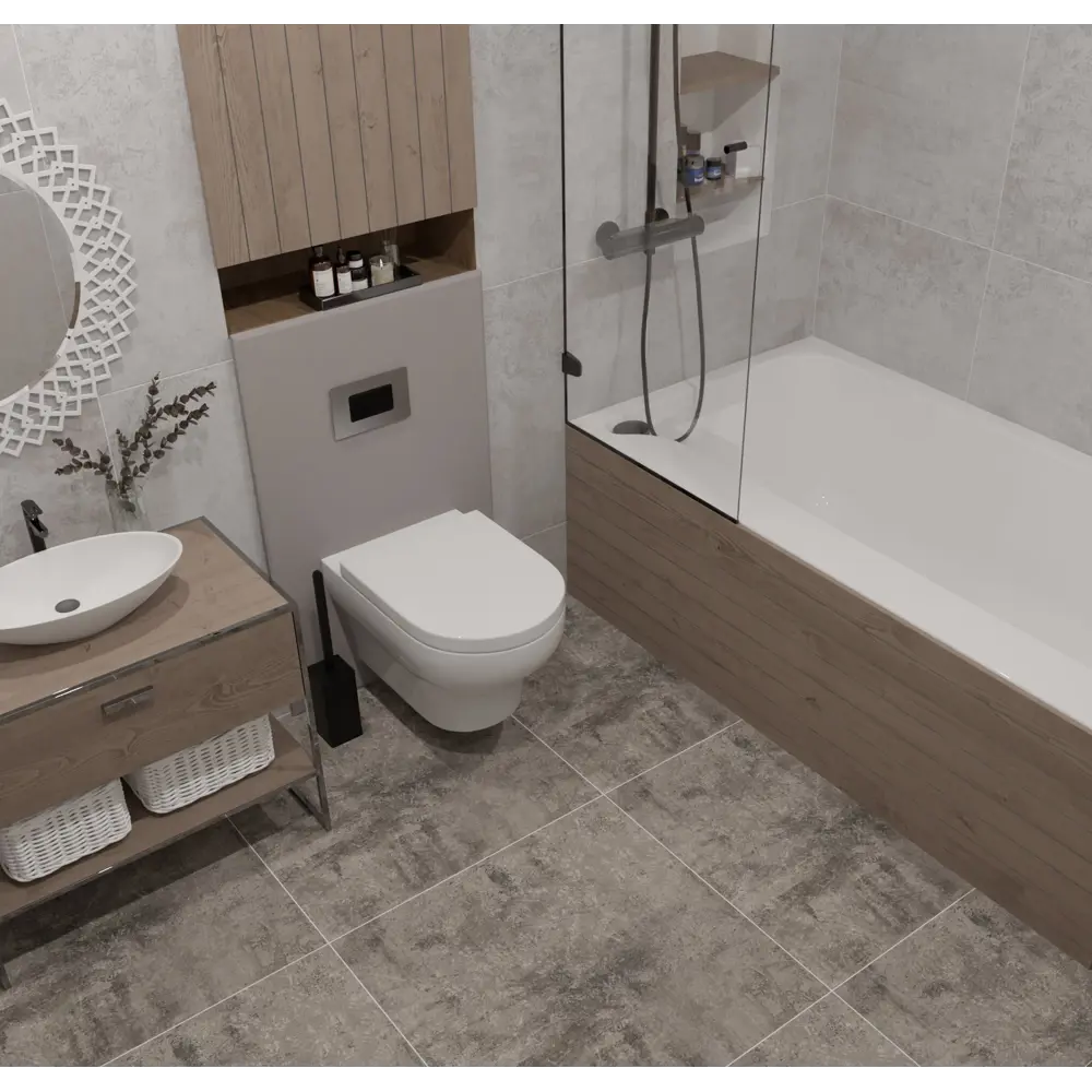 Фото Глазурованный керамогранит Axima Omaha 60x60 см 1.44 м² матовый цвет серый Фото Глазурованный керамогранит Axima Omaha 60x60 см 1.44 м² матовый цвет серый