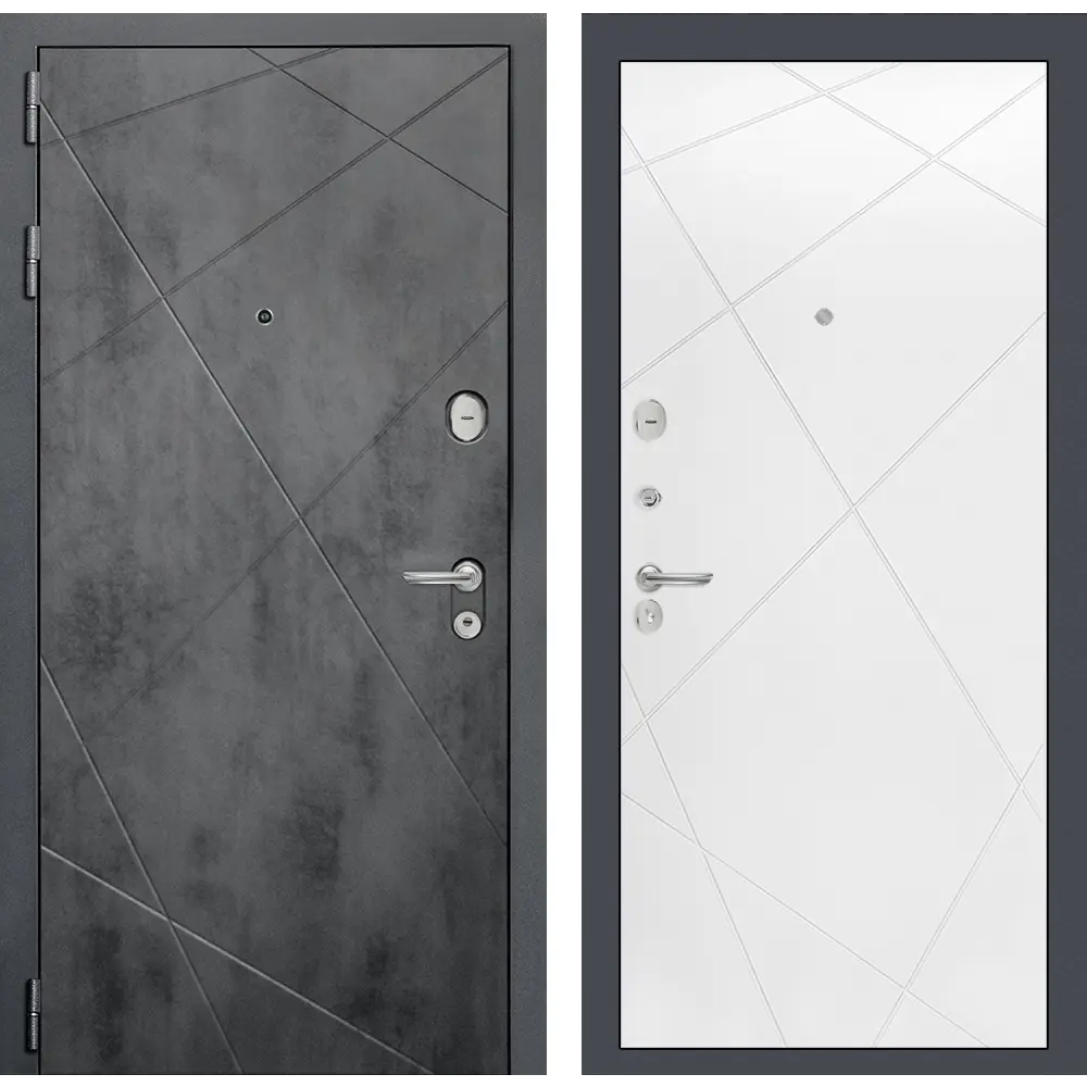 Фото Входная дверь Лабиринт Лофт П24 левый 205x96см цвет бетон темный/белый софт