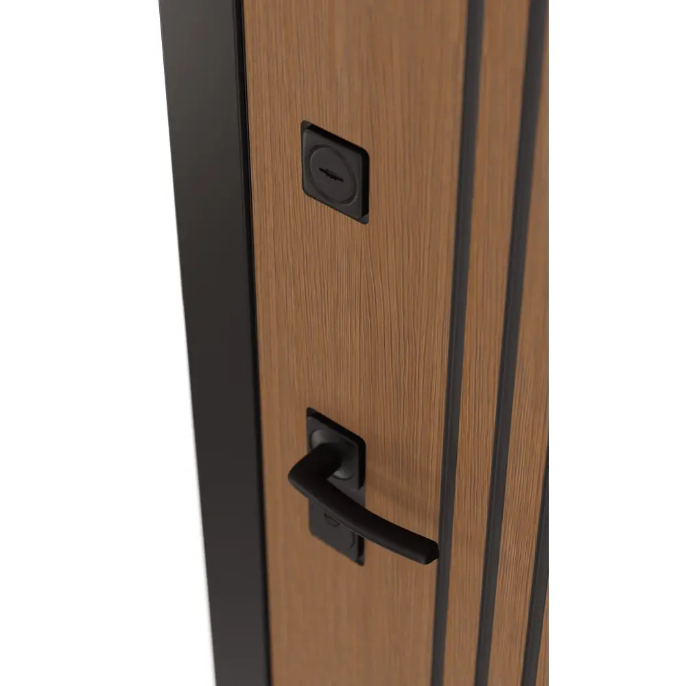 Фото 2 Входная дверь Лабиринт Шторм правый 205x88см цвет дуб кантри темный/серый рельеф софт с зеркалом ФЛЗ-1