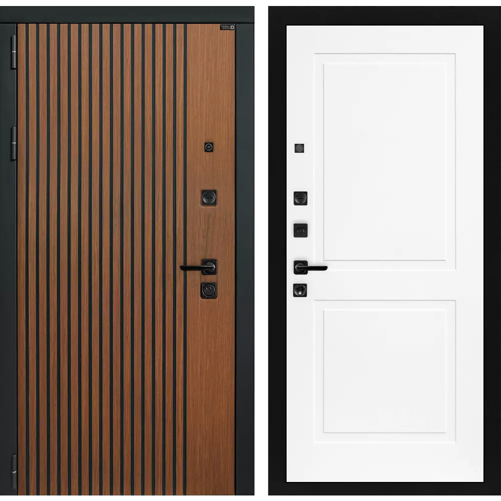 Фото Входная дверь Лабиринт Шторм П11 левый 205x96см цвет дуб кантри темный/белый софт