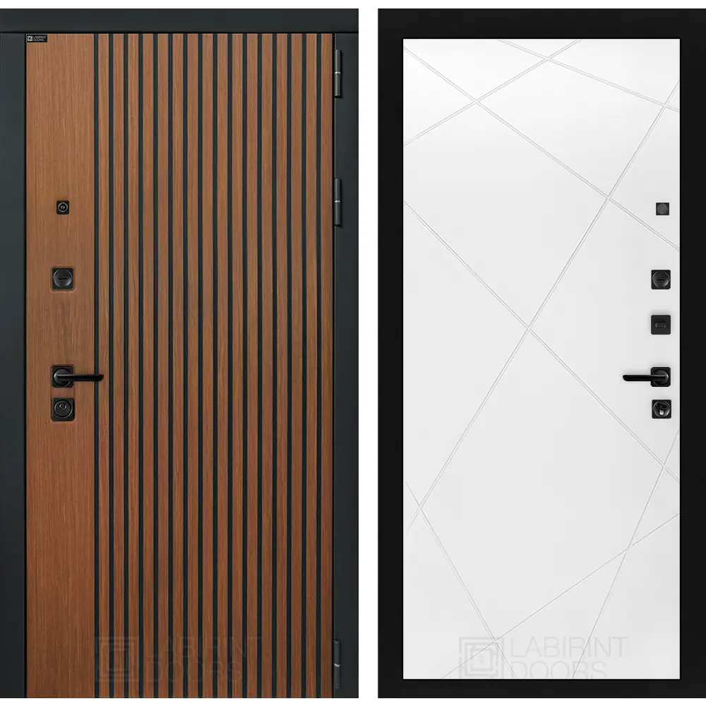 Фото Входная дверь Лабиринт Шторм П24 левый 205x96см цвет дуб кантри темный/белый софт