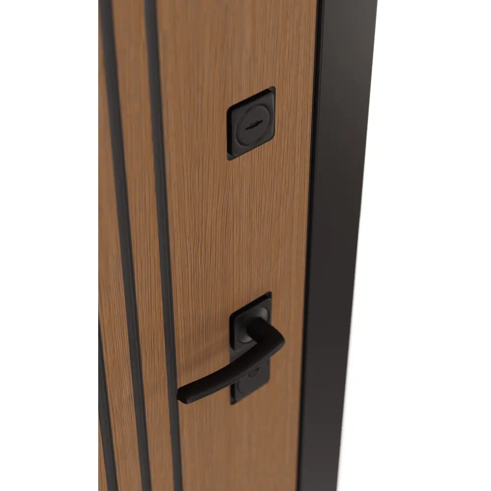 Фото 2 Входная дверь Лабиринт Шторм левый 205x96см цвет дуб кантри темный/белое дерево с зеркалом П18