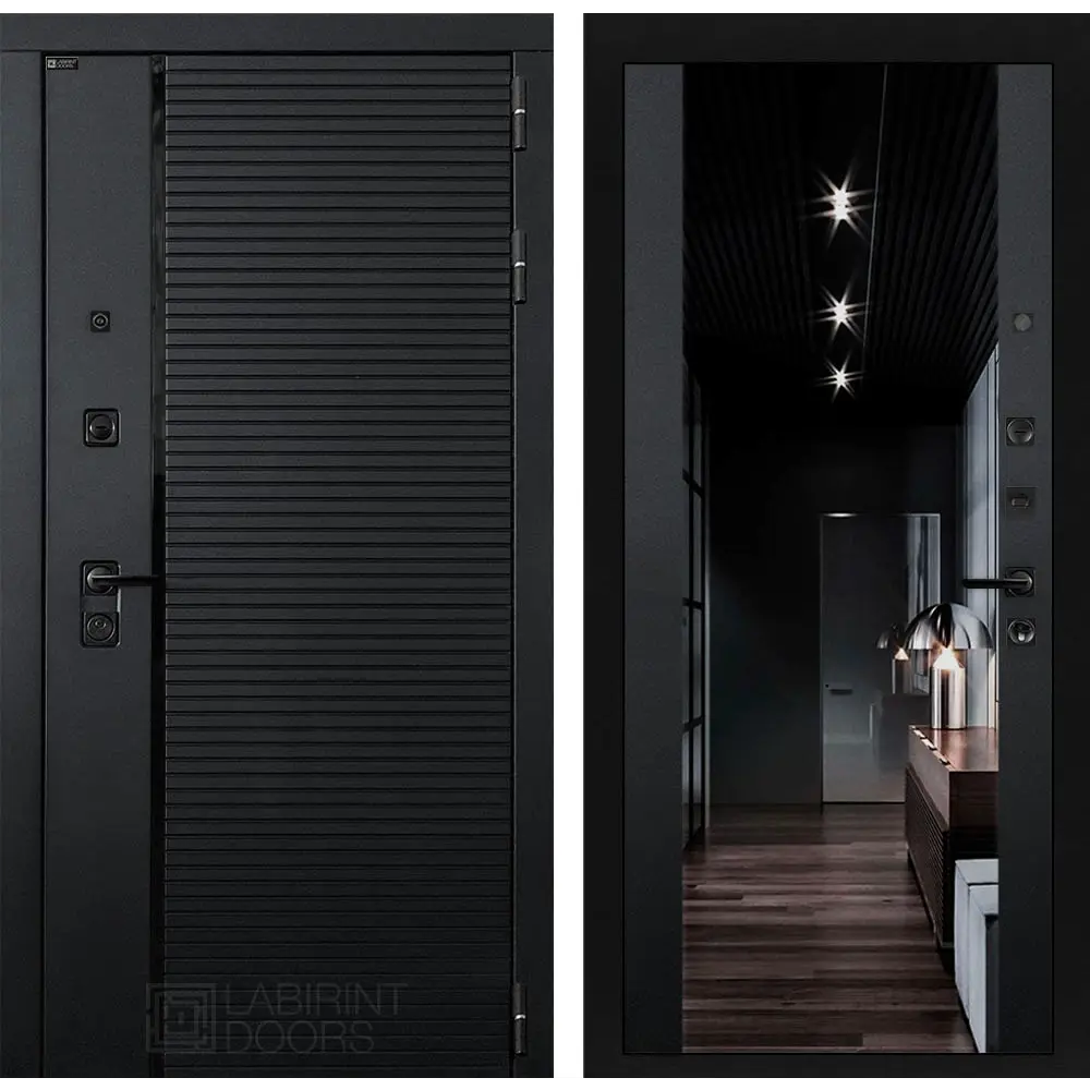 Фото Входная дверь Лабиринт Пиано правый 205x88см цвет черный кварц/черный кварц с зеркалом ФЛЗ-1 Фото Входная дверь Лабиринт Пиано правый 205x88см цвет черный кварц/черный кварц с зеркалом ФЛЗ-1