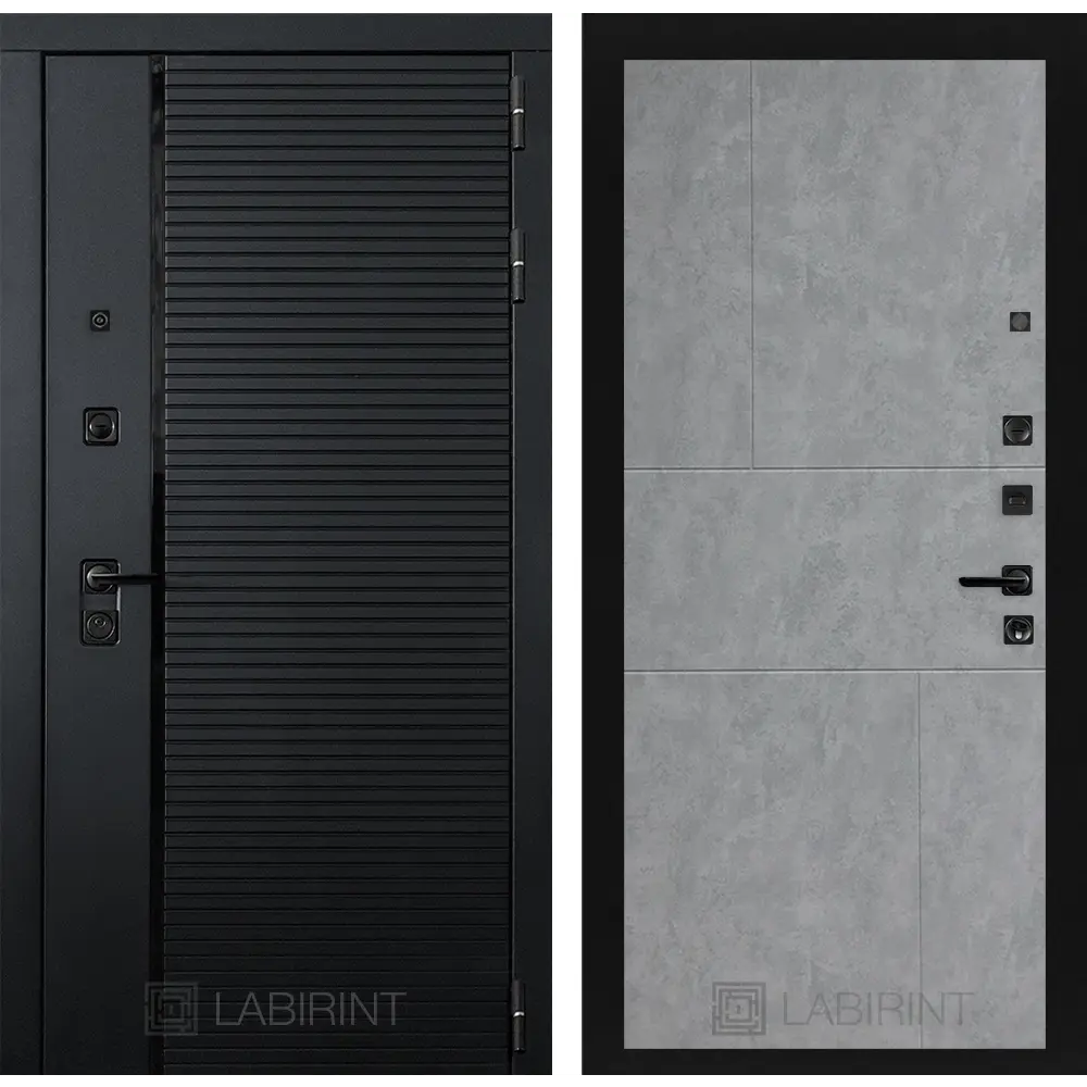 Фото Входная дверь Лабиринт Пиано П21 правый 205x96см цвет черный кварц/бетон светлый Фото Входная дверь Лабиринт Пиано П21 правый 205x96см цвет черный кварц/бетон светлый