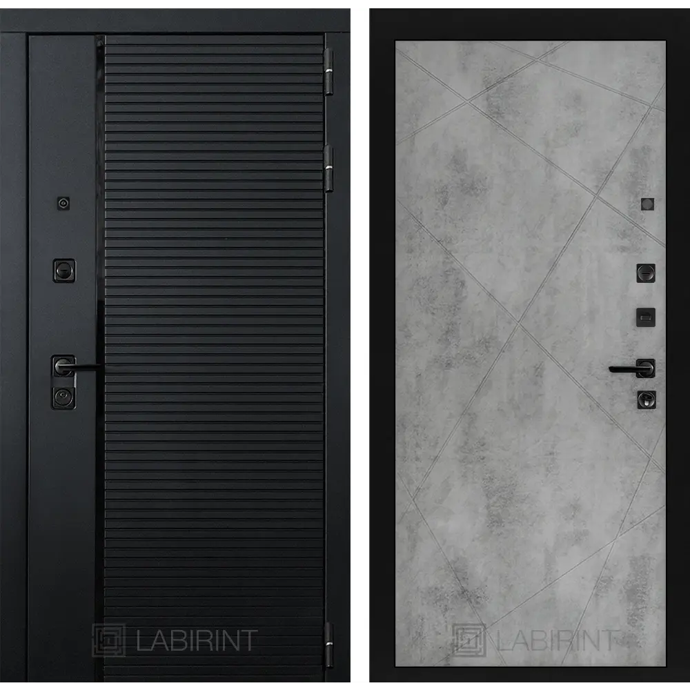 Фото Входная дверь Лабиринт Пиано П24 правый 205x88см цвет черный кварц/бетон светлый Фото Входная дверь Лабиринт Пиано П24 правый 205x88см цвет черный кварц/бетон светлый