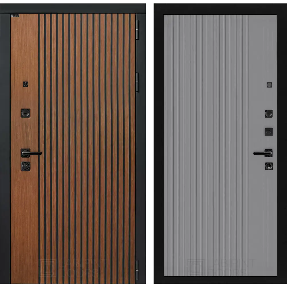 Фото Входная дверь Лабиринт Шторм П29 правый 205x96см цвет дуб кантри темный/серый софт рельеф