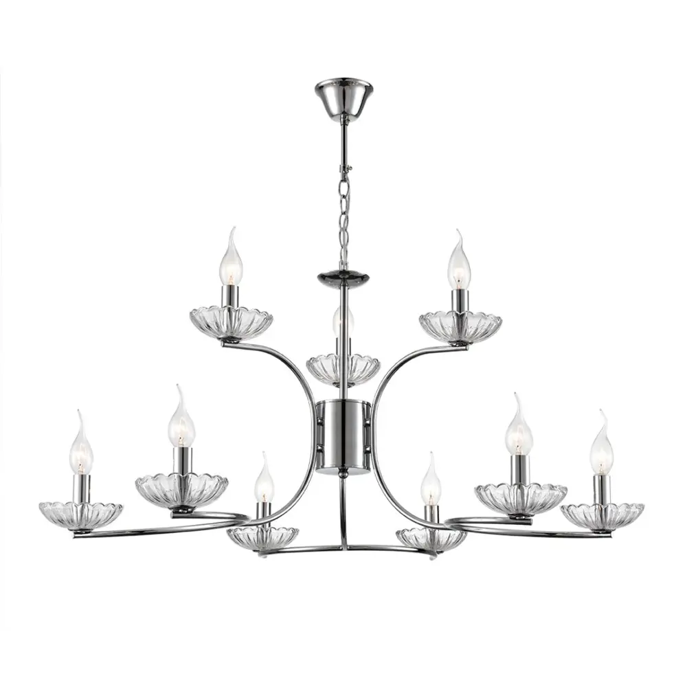 Фото 3 Люстра подвесная Lumion Lolina 8155-9 9 ламп 18 м² цвет хром Фото 3 Люстра подвесная Lumion Lolina 8155-9 9 ламп 18 м² цвет хром