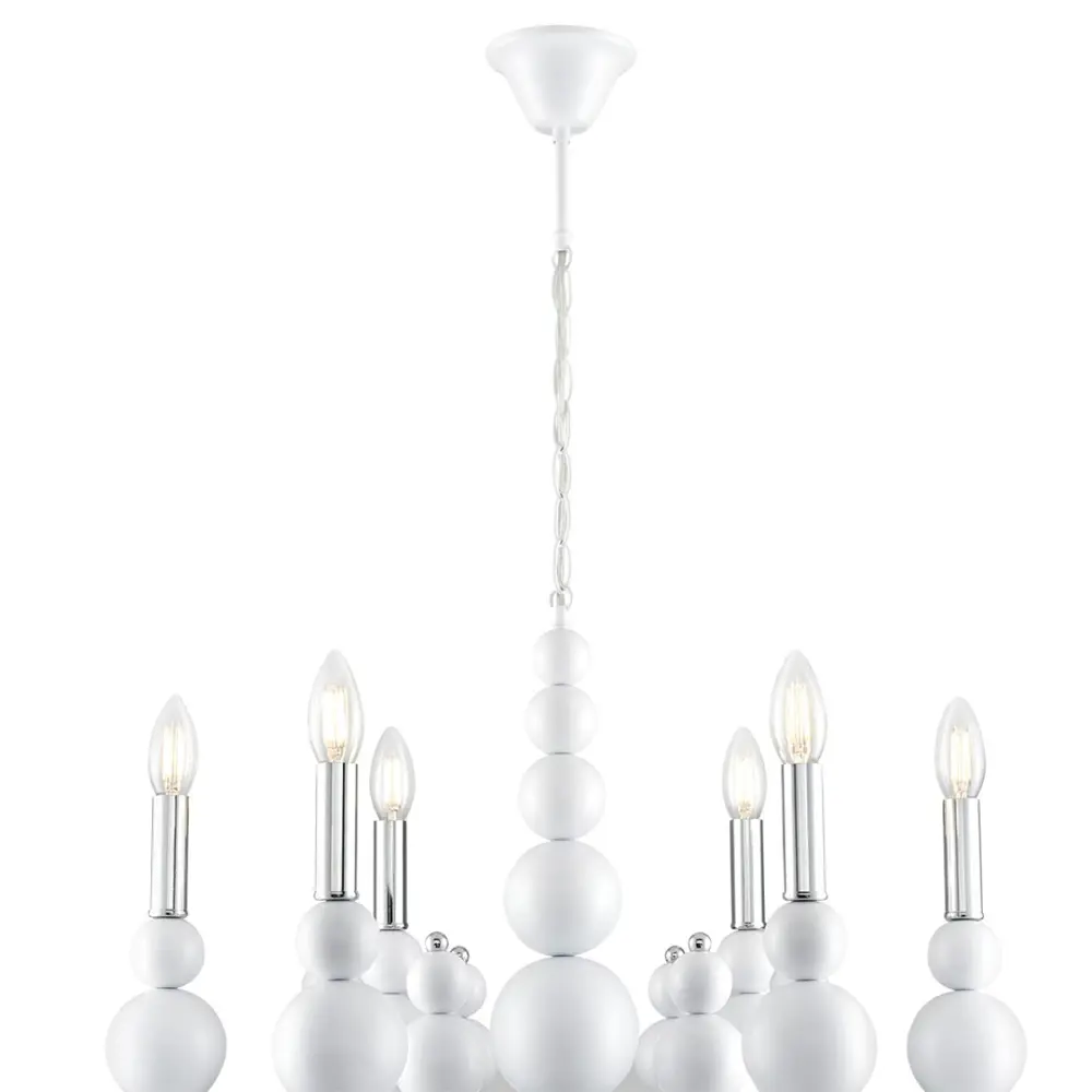 Фото 6 Люстра подвесная Lumion Nana 8260-6 6 ламп 12 м² цвет хром/белый Фото 6 Люстра подвесная Lumion Nana 8260-6 6 ламп 12 м² цвет хром/белый