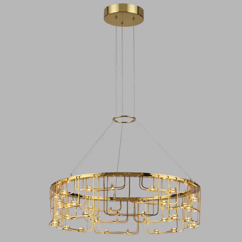 Фото 3 Светильник подвесной светодиодный Odeon light Zaha 7060-44l 10 м² теплый белый (желтый) свет цвет золотой Фото 3 Светильник подвесной светодиодный Odeon light Zaha 7060-44l 10 м² теплый белый (желтый) свет цвет золотой