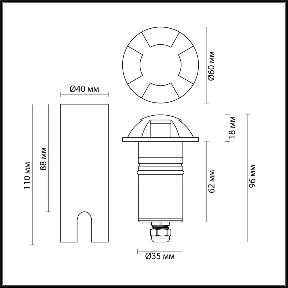 Фото 4 Светильник встраиваемый светодиодный уличный Odeon light Wald 6662-3gl3 3 Вт IP67 цвет черный Фото 4 Светильник встраиваемый светодиодный уличный Odeon light Wald 6662-3gl3 3 Вт IP67 цвет черный