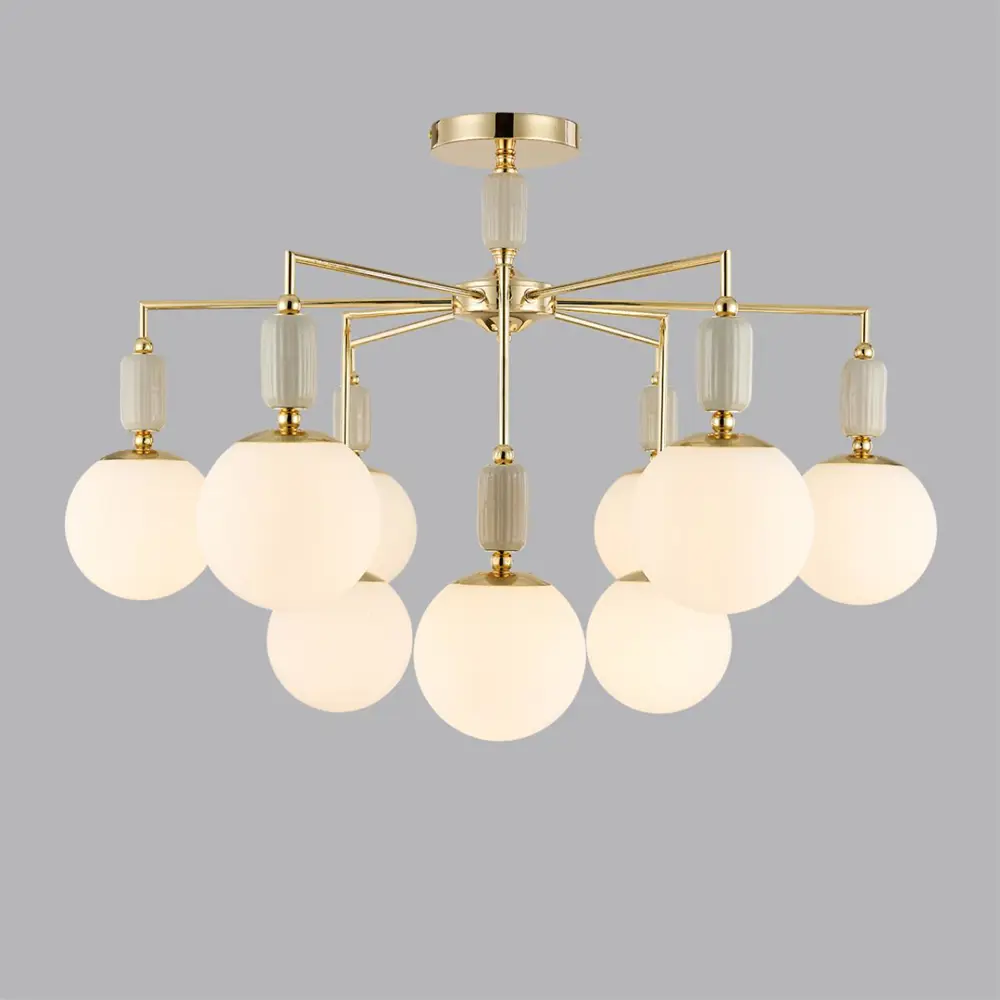 Фото 2 Люстра потолочная Lumion Vivien Lmn_6580_9c 9 ламп 18 м² цвет белый/золото/серый Фото 2 Люстра потолочная Lumion Vivien Lmn_6580_9c 9 ламп 18 м² цвет белый/золото/серый