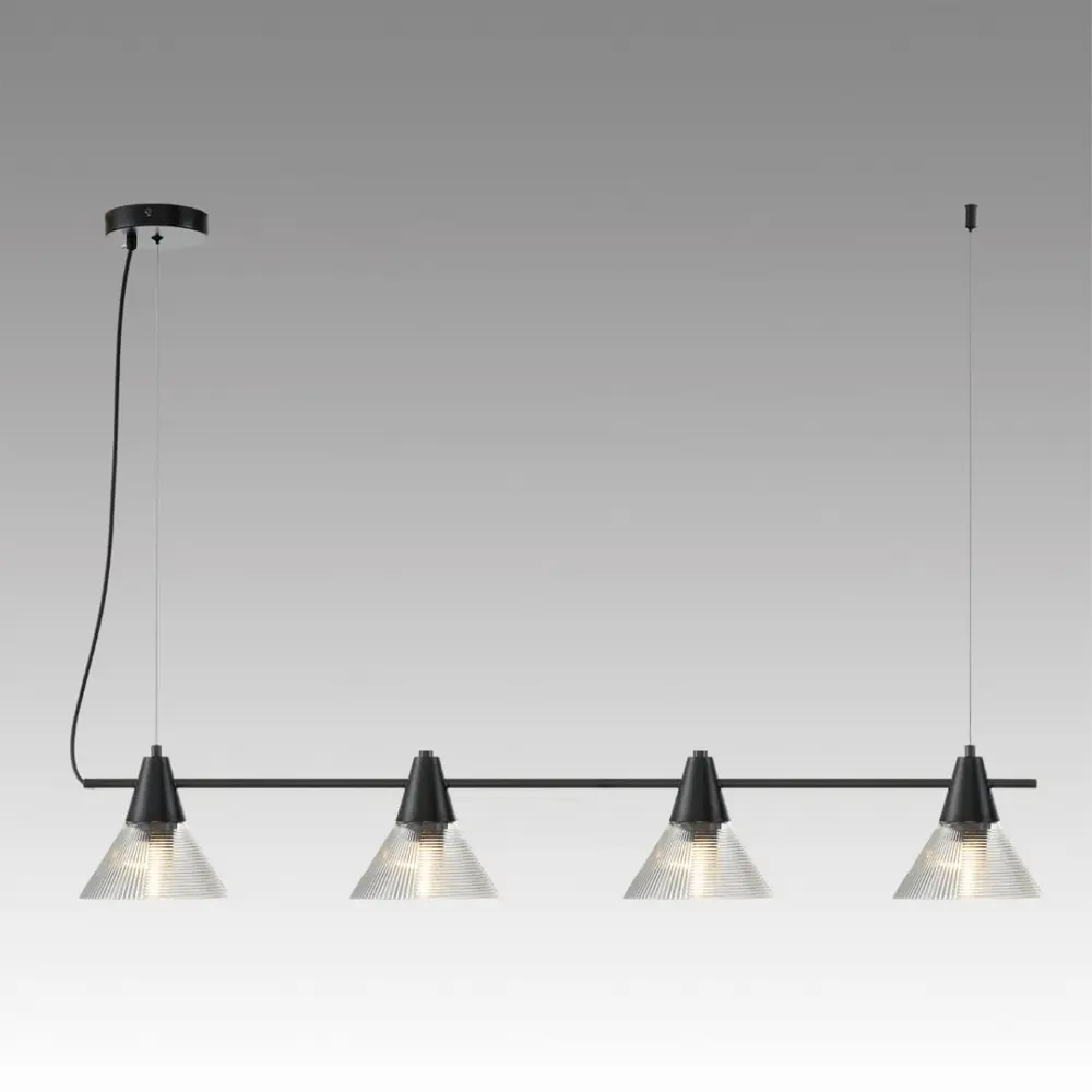 Фото 2 Светильник подвесной Lumion Corne Lmn_6595_4a 4 лампы 12 м² цвет прозрачный/черный